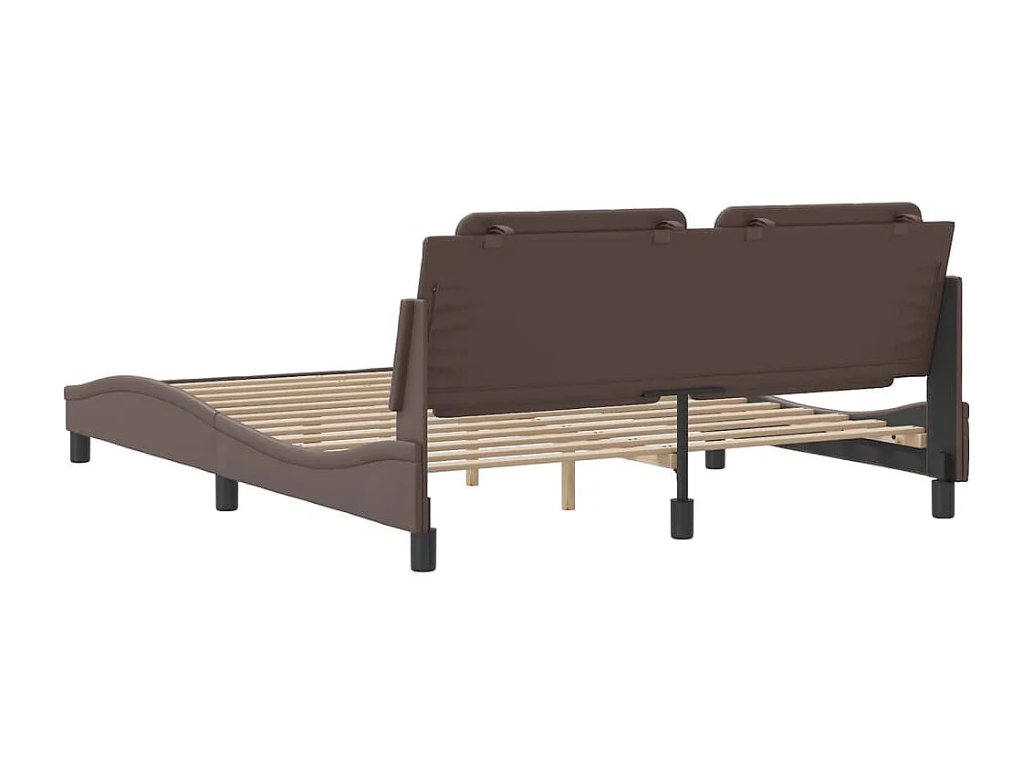 Bedframe met hoofdbord kunstleer bruin 160x200 cm