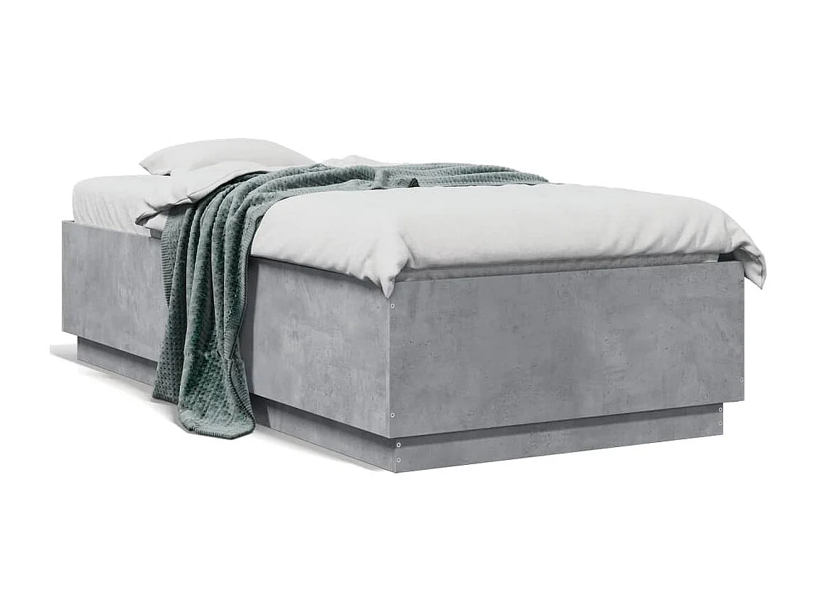 Cadre de lit sans matelas gris béton 90x190 cm