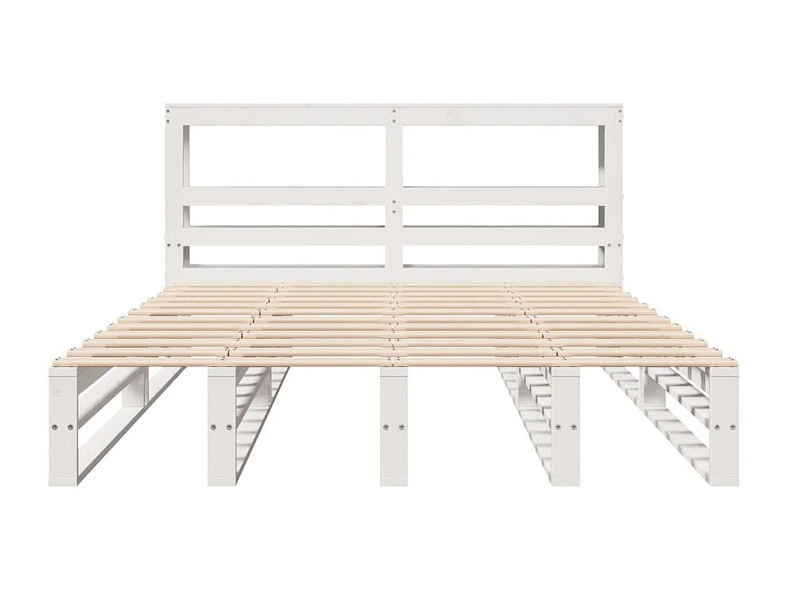 Giroletto con Testiera Bianco 120x200 cm Legno Massello di Pino