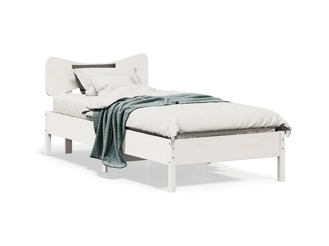 Cadre de lit sans matelas blanc 75x190 cm bois de pin massif