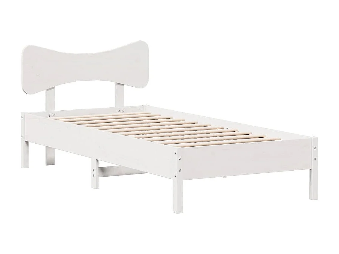 Bedframe zonder matras massief grenenhout wit 75x190 cm