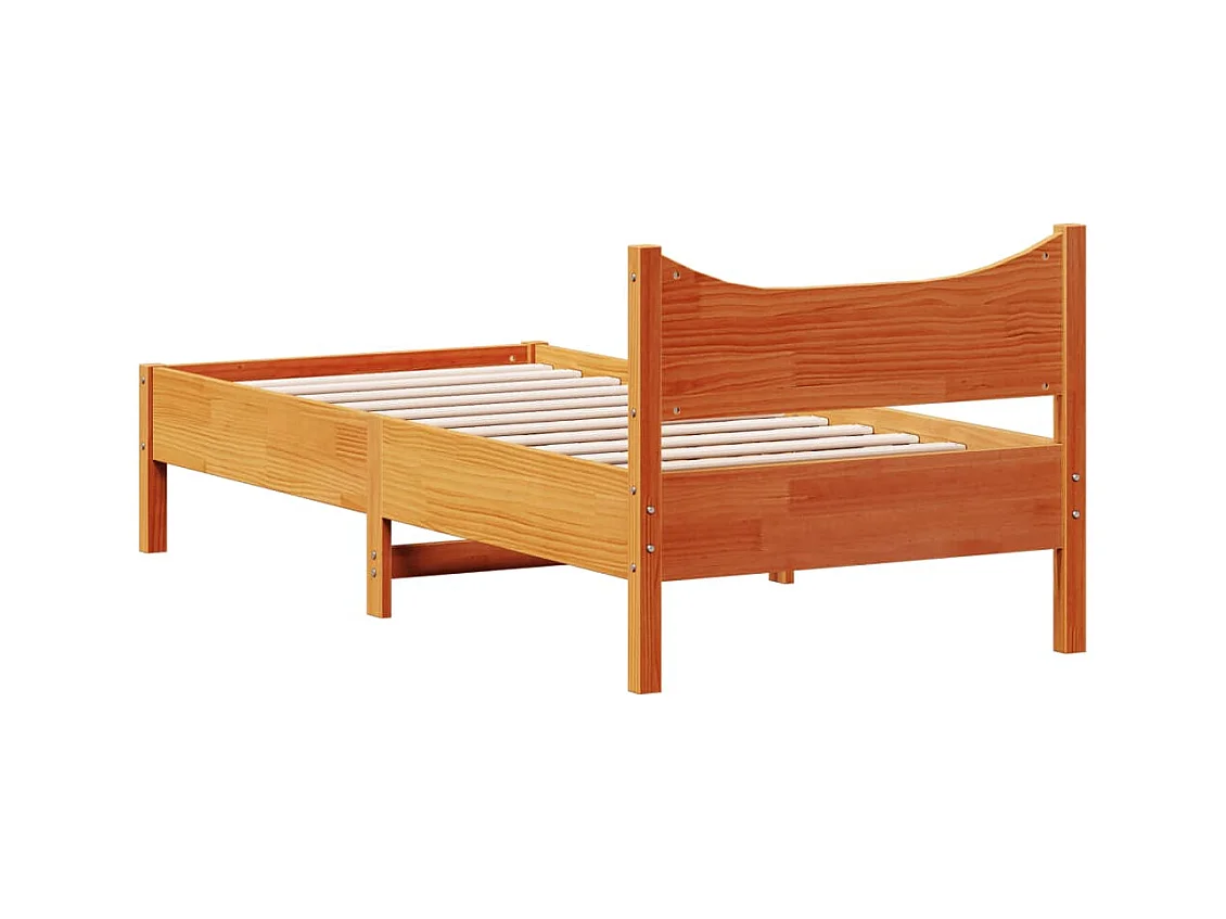 Cadre de lit sans matelas cire marron 100x200cm bois pin massif