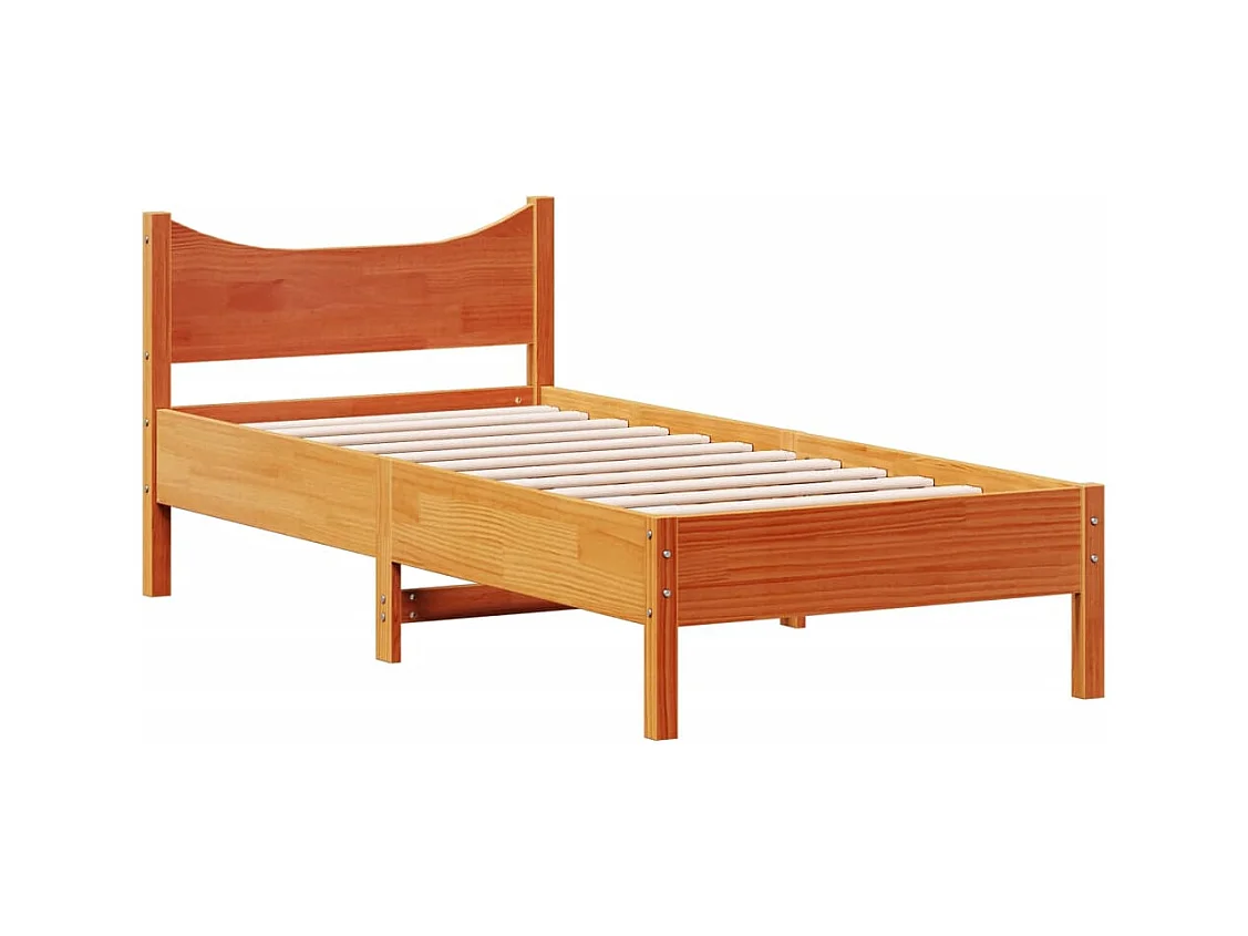 Cadre de lit sans matelas cire marron 100x200cm bois pin massif