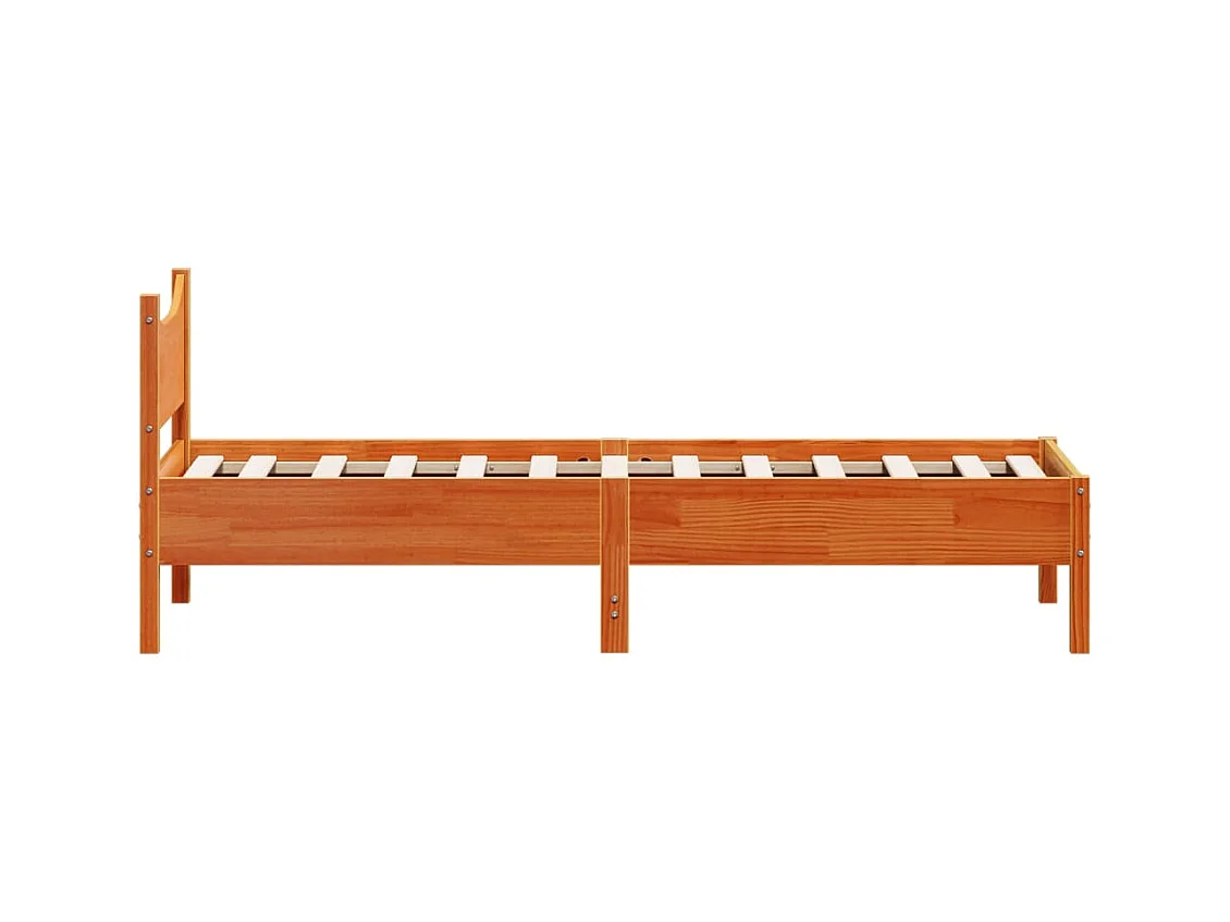 Cadre de lit sans matelas cire marron 100x200cm bois pin massif