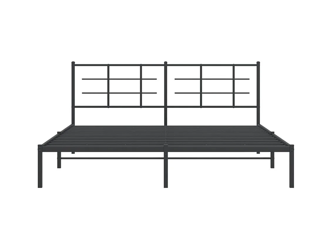 Cadre de lit métal sans matelas avec tête de lit noir 183x213cm