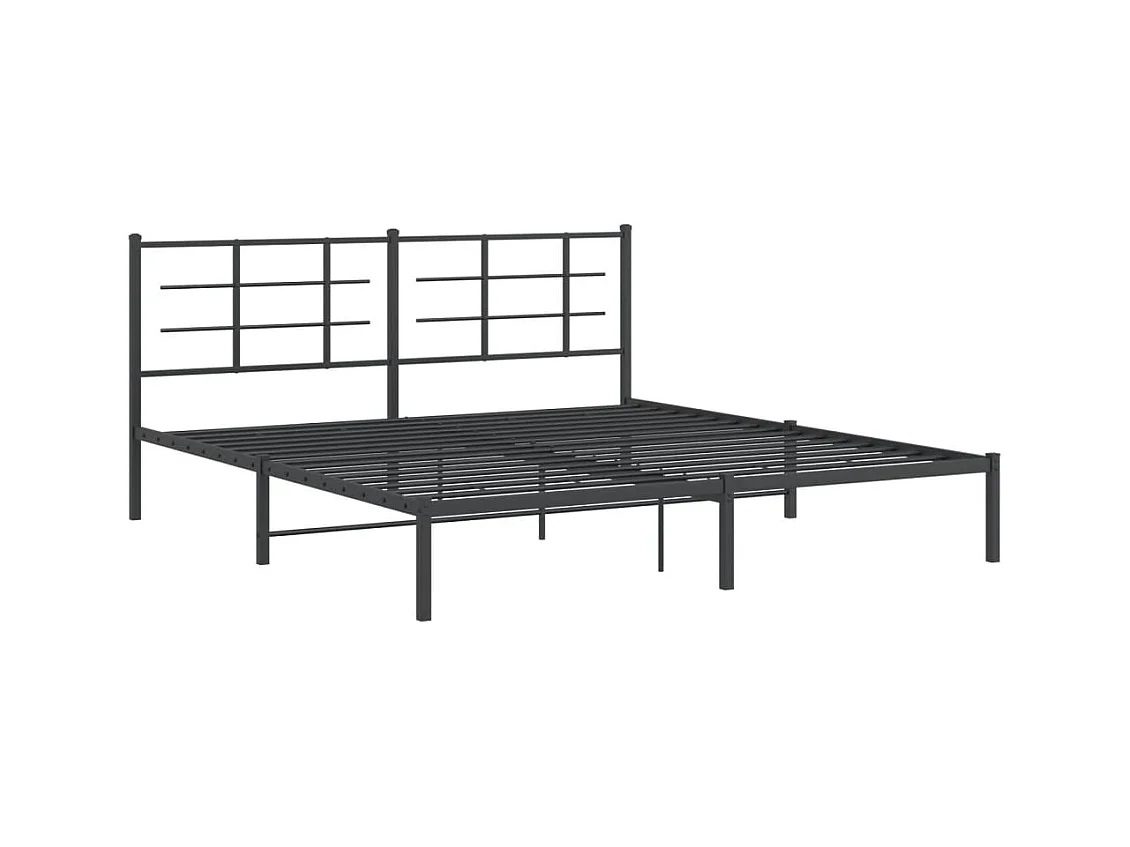 Cadre de lit métal sans matelas avec tête de lit noir 183x213cm