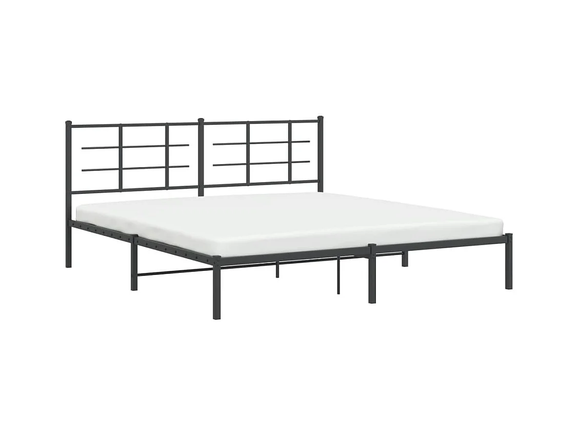 Cadre de lit métal sans matelas avec tête de lit noir 183x213cm