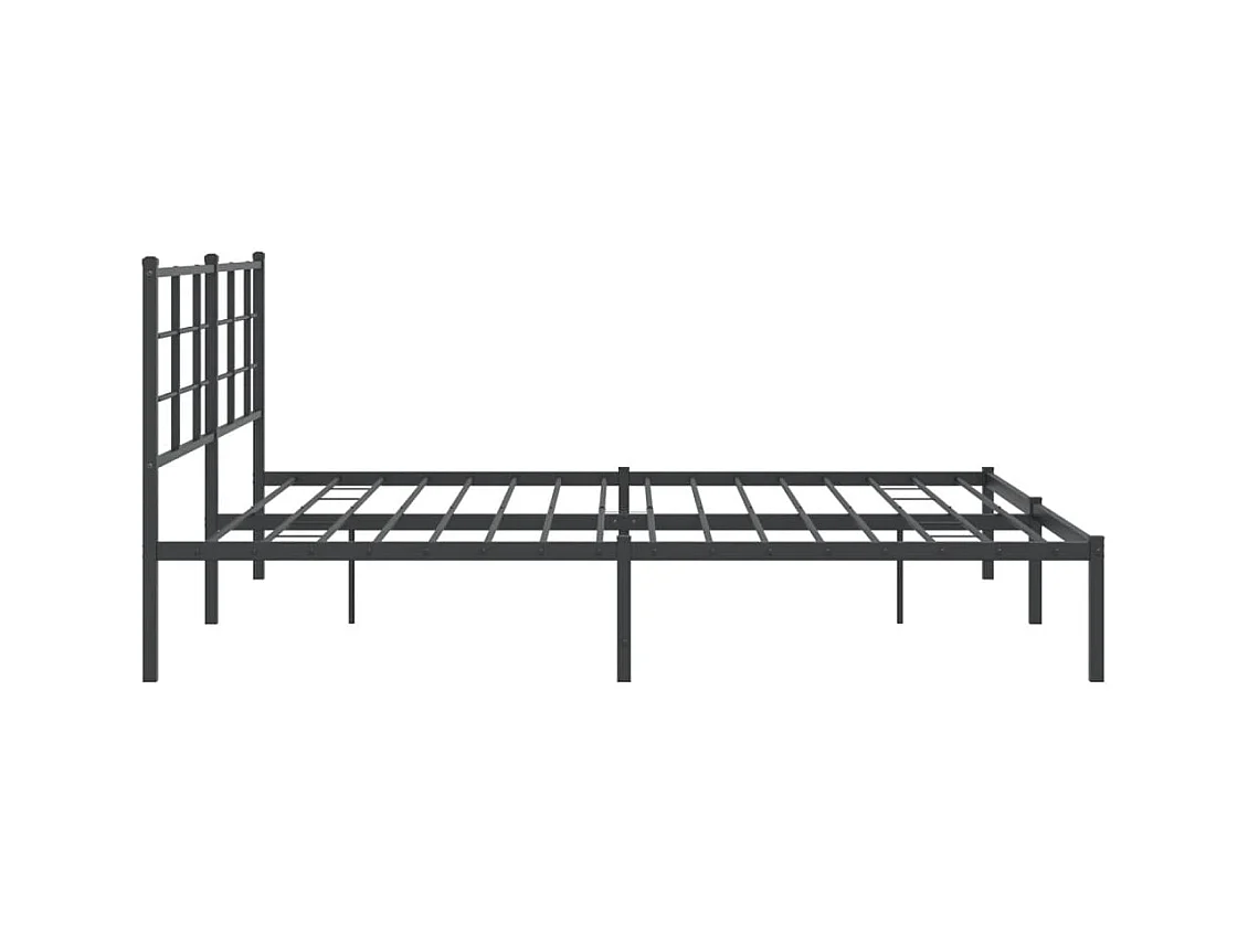 Cadre de lit métal sans matelas avec tête de lit noir 183x213cm