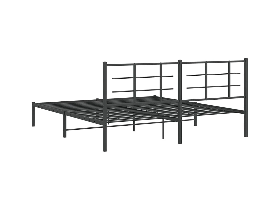 Cadre de lit métal sans matelas avec tête de lit noir 183x213cm