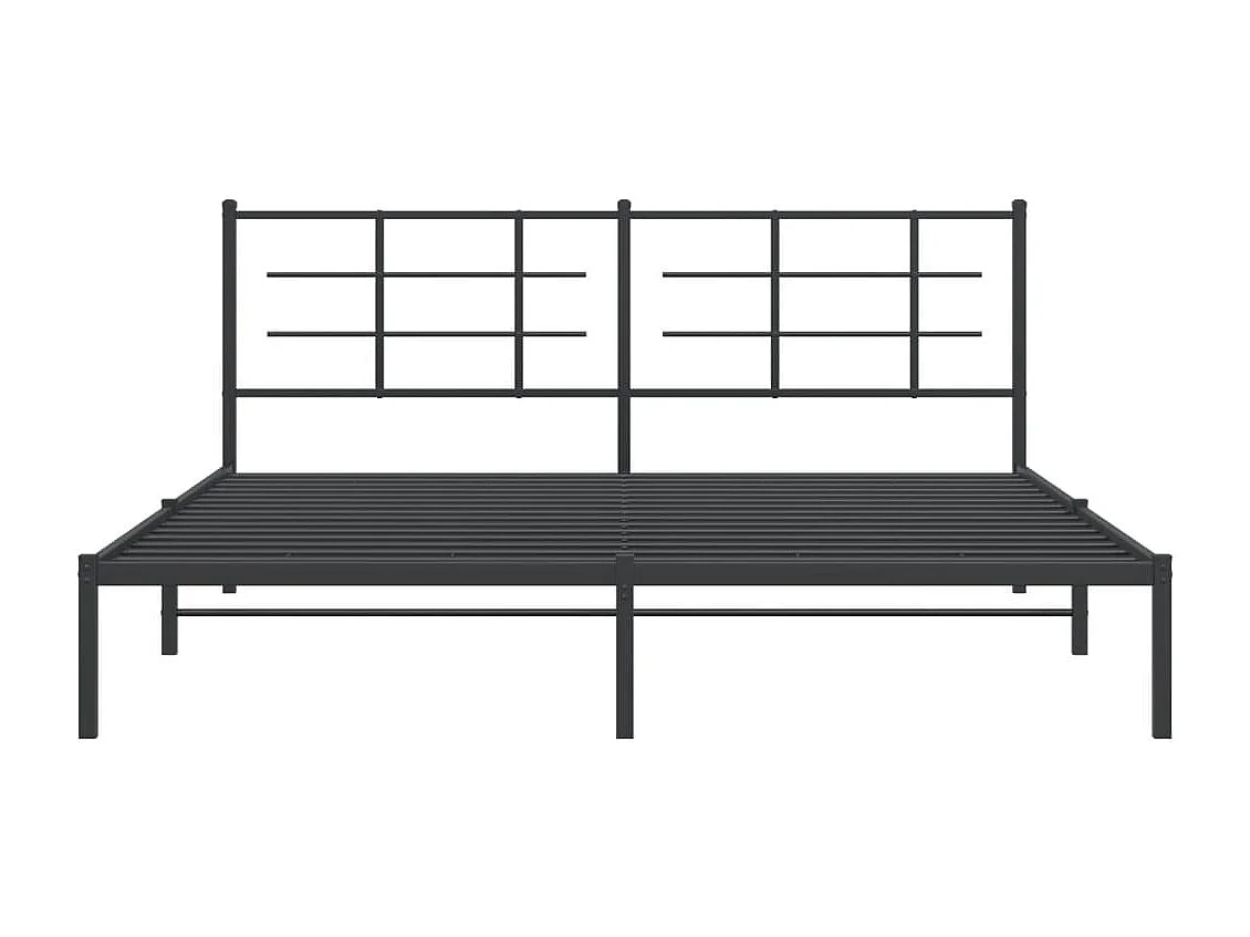 Cadre de lit métal sans matelas avec tête de lit noir 183x213cm