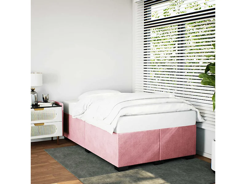Estructura de cama sin colchón terciopelo rosa 120x190 cm