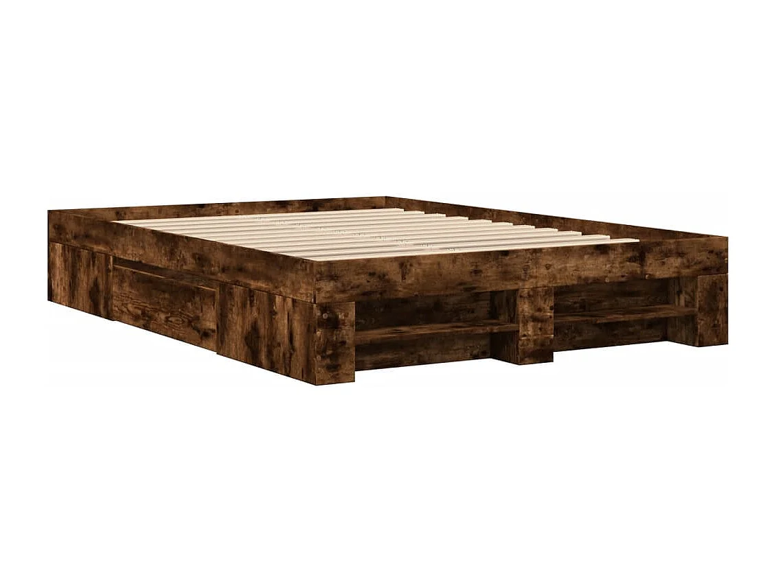 Cadre de lit sans matelas chêne fumé 120x200 cm bois ingénierie