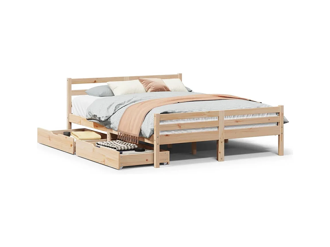 Cadre de lit sans matelas 140x200 cm bois massif de pin