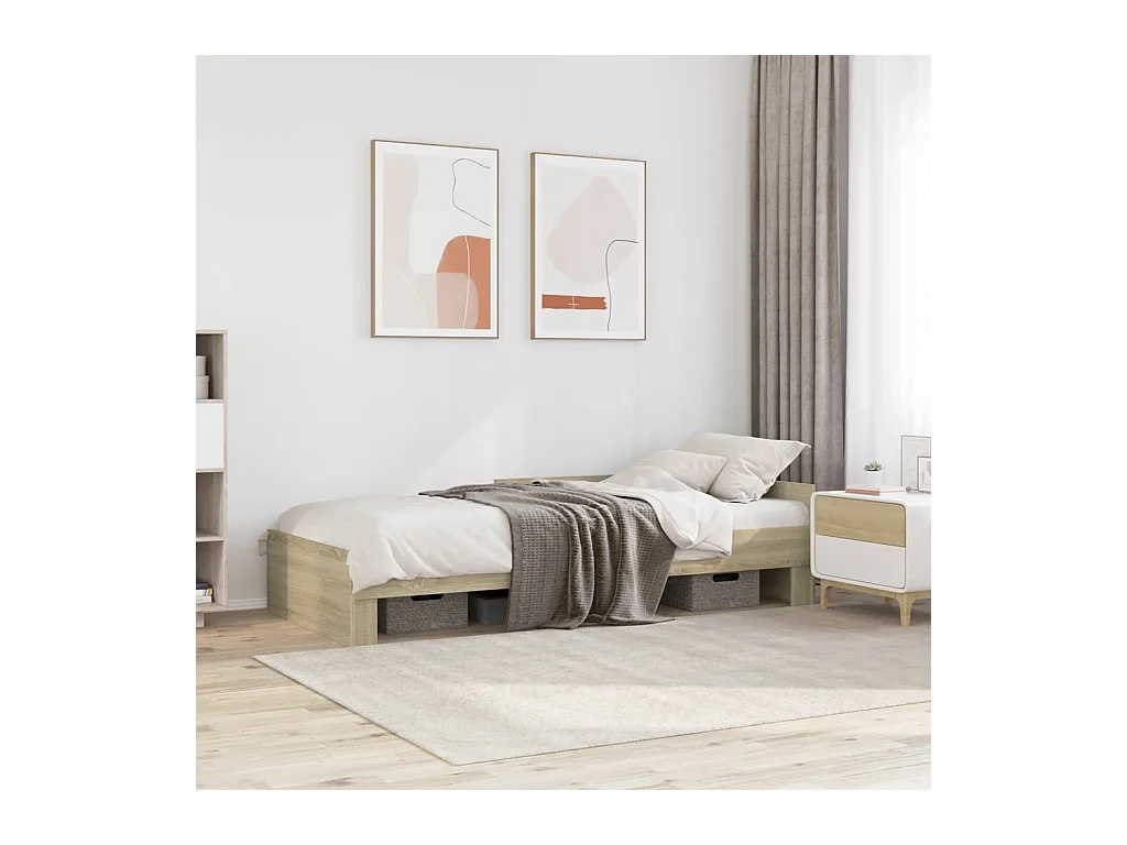 Bedframe zonder matras hout sonoma eikenkleurig 75x190 cm