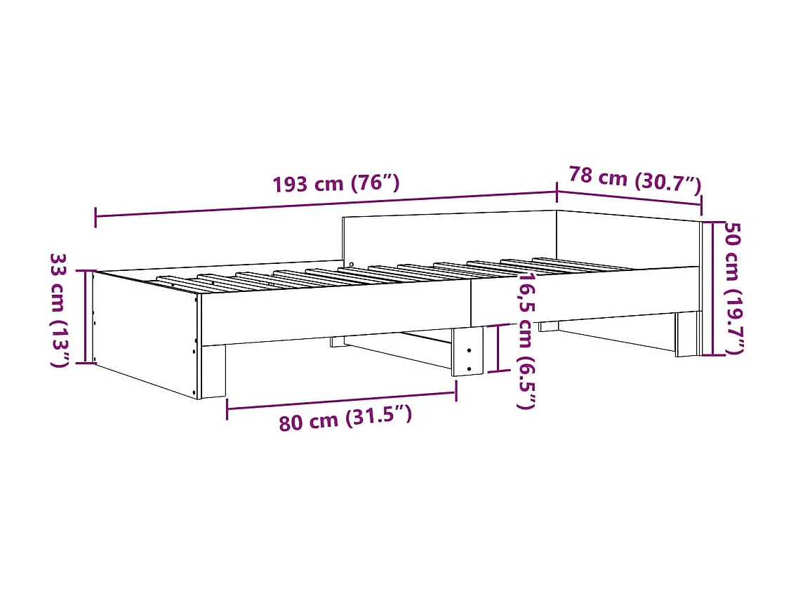 Cadre de lit sans matelas chêne sonoma 75x190 cm