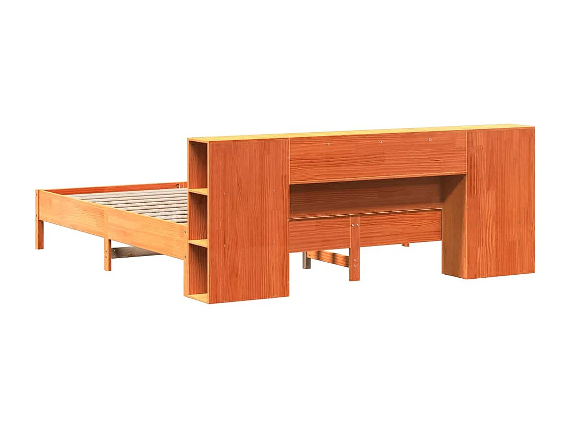 Letto Libreria senza Materasso Marrone Cera 200x200 cm in Pino