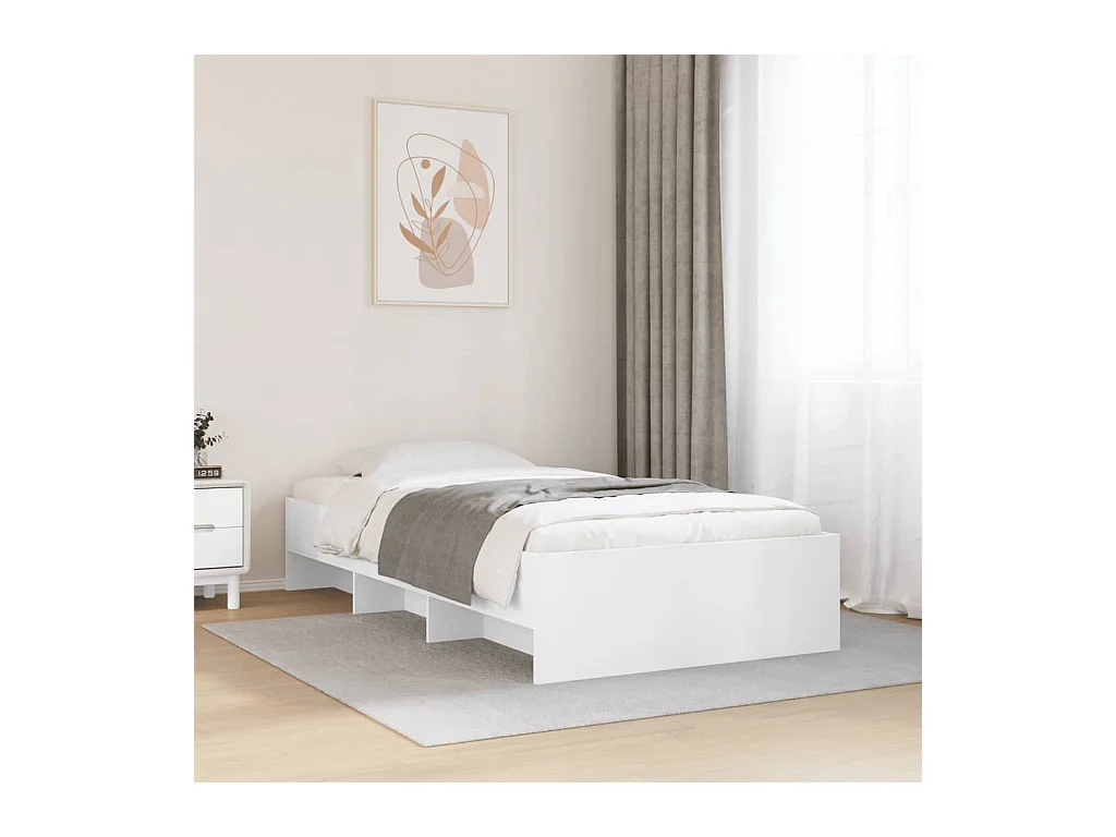 Bedframe bewerkt hout wit 90x190 cm