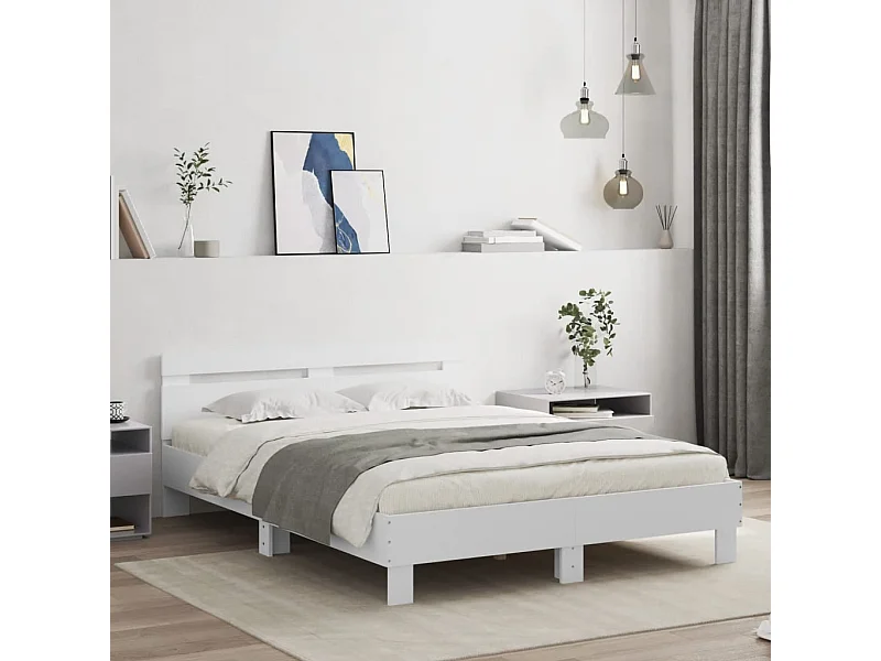 Cadre de lit sans matelas blanc 150x200 cm