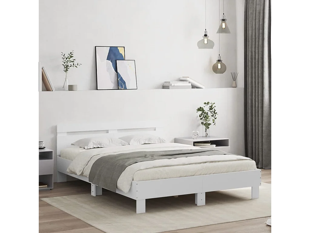 Cadre de lit sans matelas blanc 150x200 cm