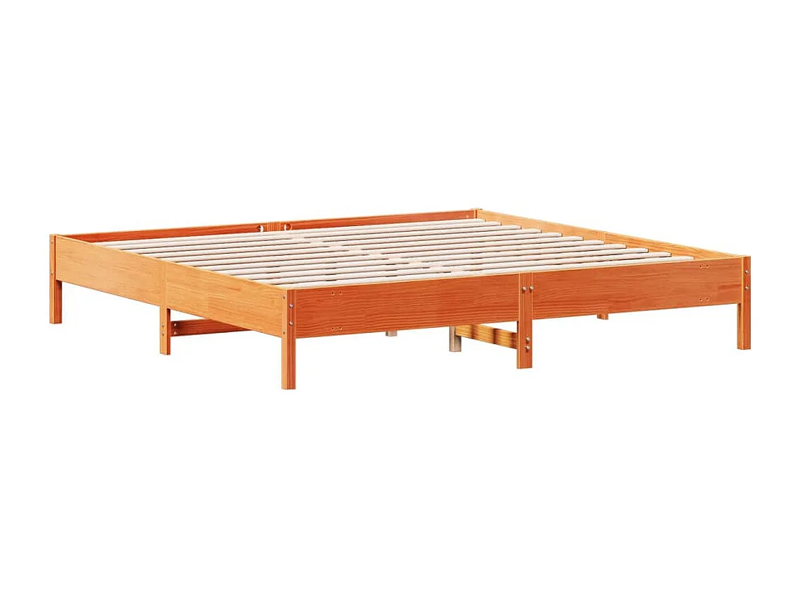 Letto senza Materasso Marrone Cera 200x200 cm in Legno di Pino