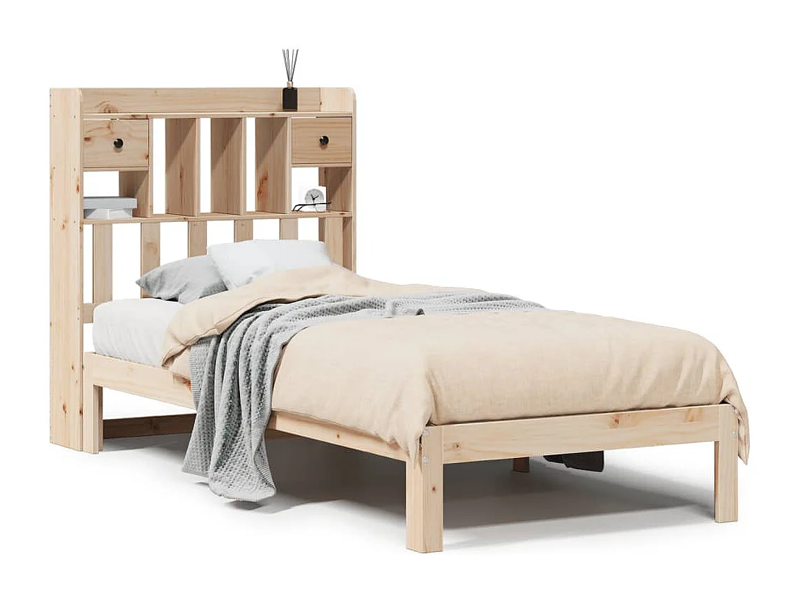 Massivholzbett mit Regal ohne Matratze 90x200 cm Kiefer