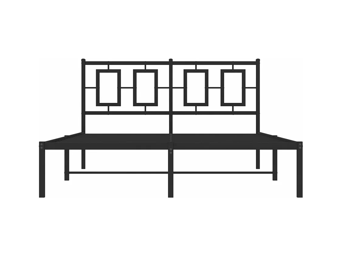 Cadre de lit métal sans matelas avec tête de lit noir 140x190cm