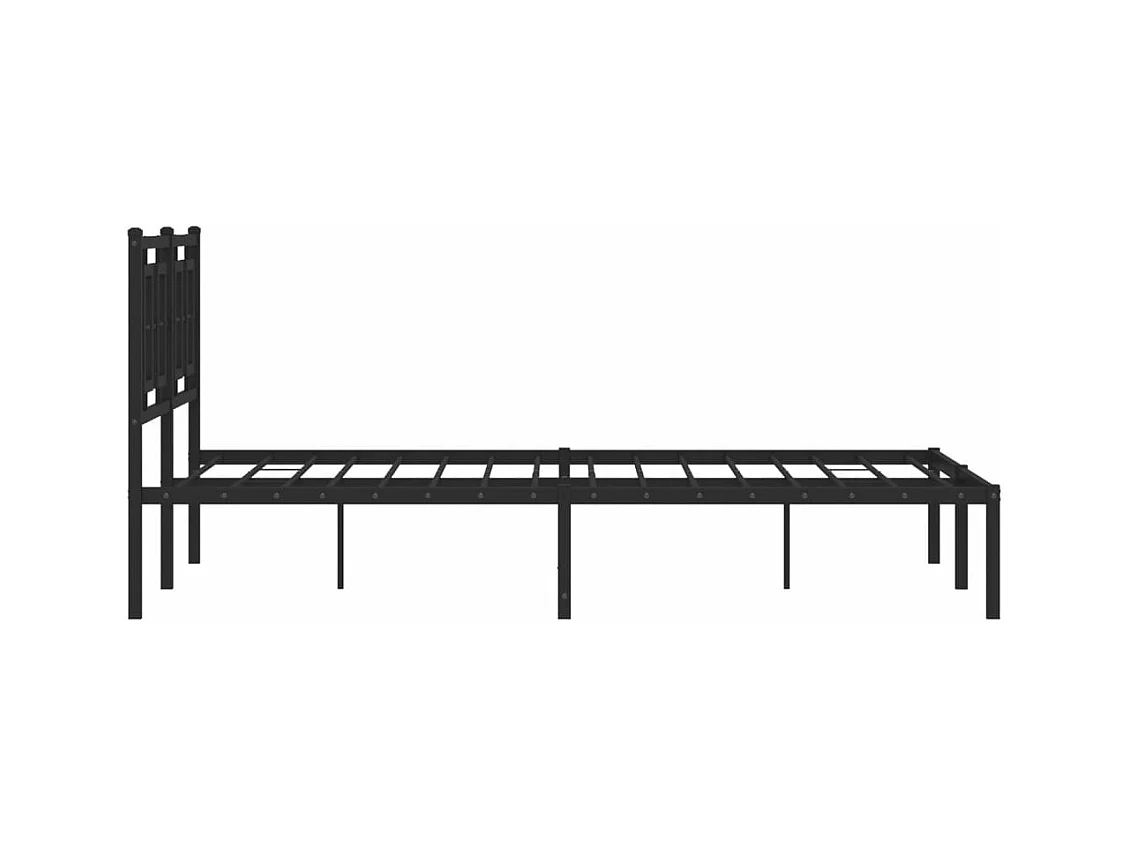 Cadre de lit métal sans matelas avec tête de lit noir 140x190cm