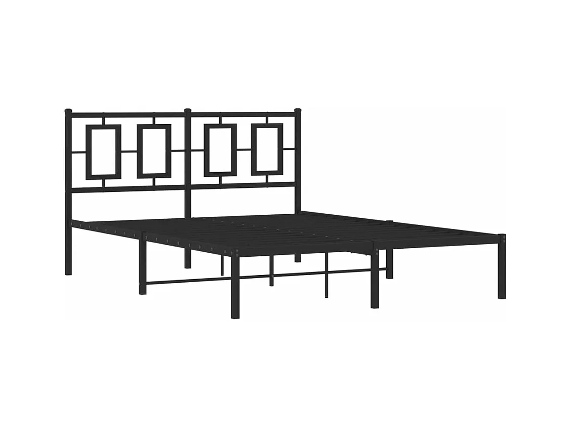 Cadre de lit métal sans matelas avec tête de lit noir 140x190cm