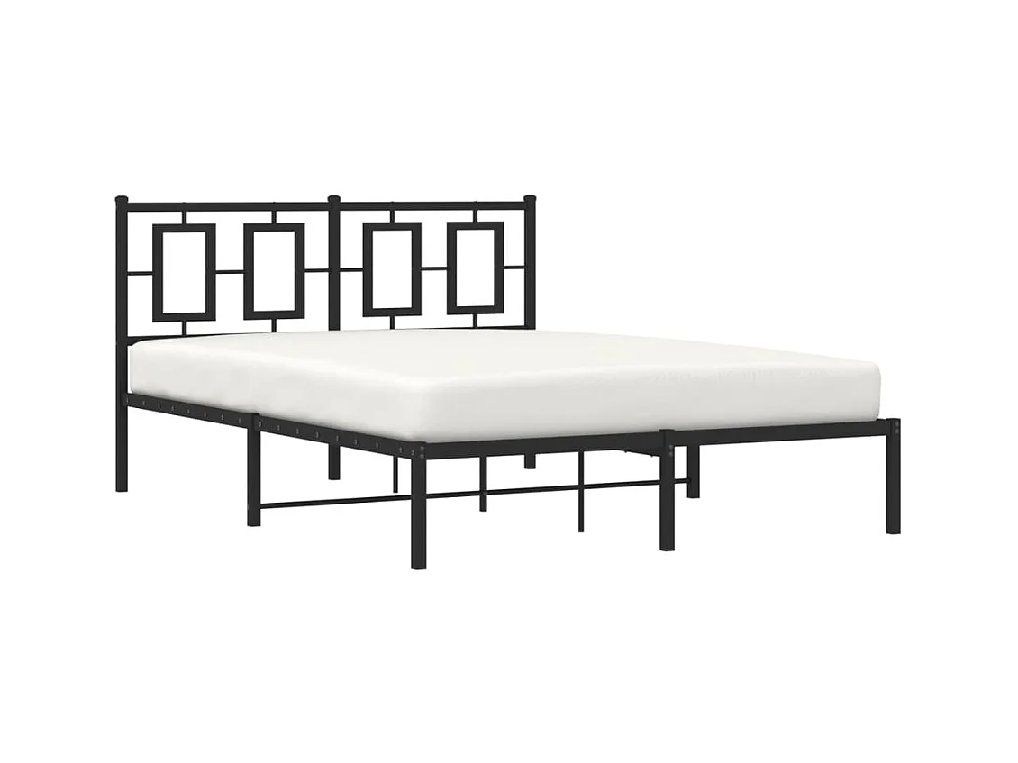 Cadre de lit métal sans matelas avec tête de lit noir 140x190cm