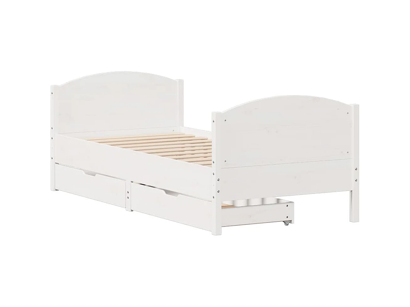 Bedframe zonder matras massief grenenhout wit 90x200 cm