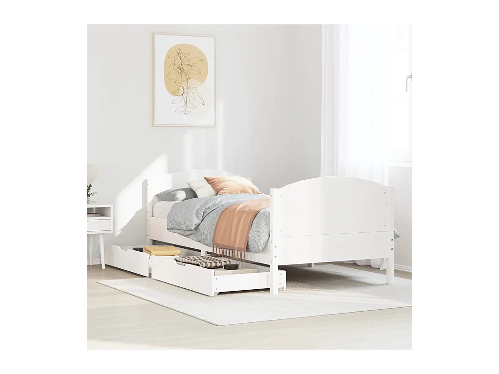 Cadre de lit sans matelas blanc 90x200 cm bois de pin massif