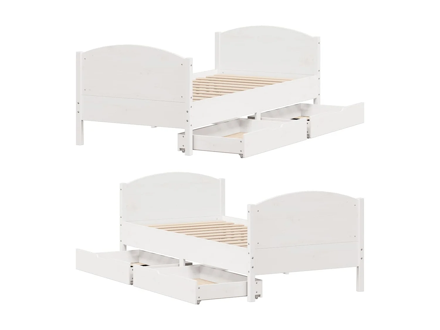 Cadre de lit sans matelas blanc 90x200 cm bois de pin massif