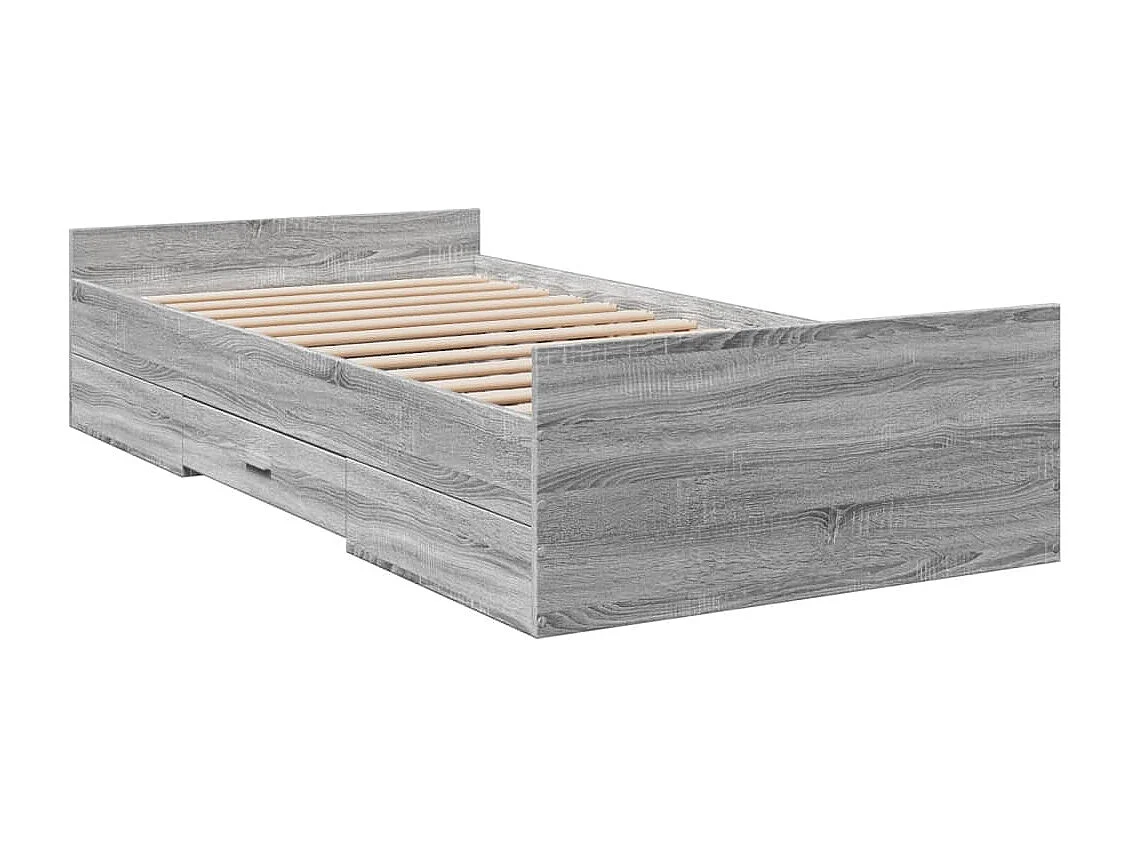 Cadre de lit avec tiroirs sans matelas sonoma gris 90x190 cm