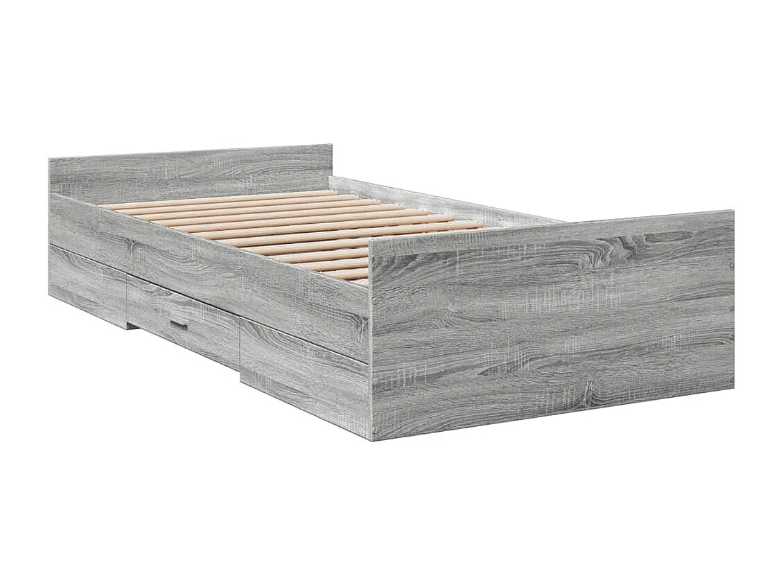 Bedframe met lades bewerkt hout grijs sonoma eiken 90x190 cm