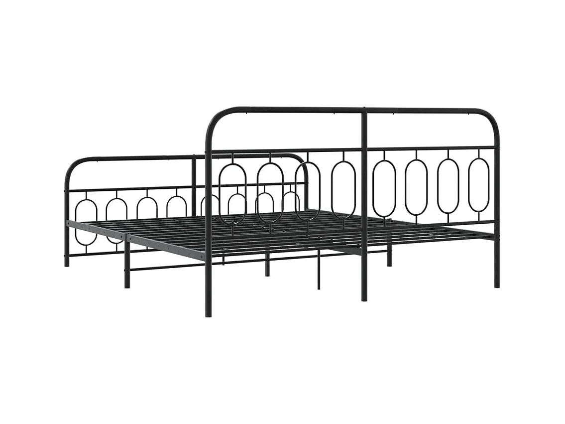 Bedframe met hoofd- en voeteneinde metaal zwart 183x213 cm