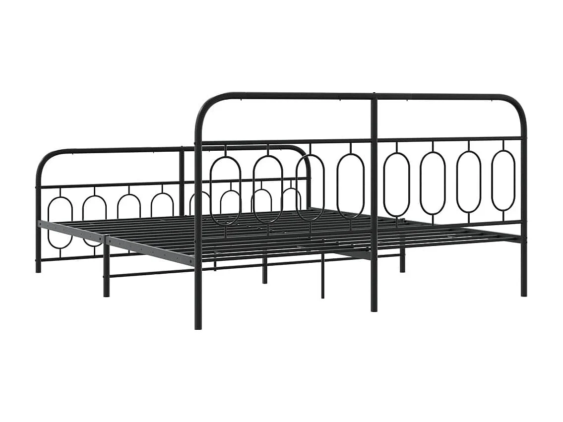 Cadre de lit métal sans matelas avec pied de lit noir 183x213cm