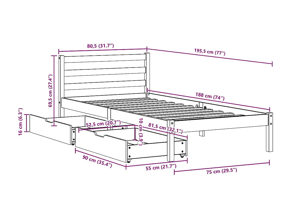 Cadre de lit métal sans matelas avec pied de lit noir 183x213cm