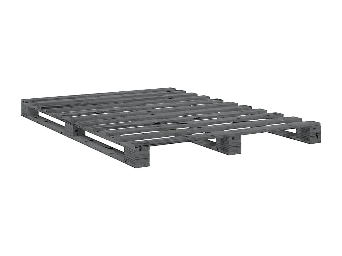 Cadre de lit sans matelas gris 140x200 cm bois massif de pin