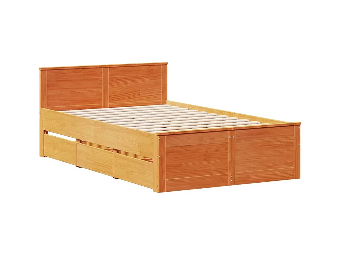 Cadre de lit sans matelas avec tête de lit brun cire 135x190 cm