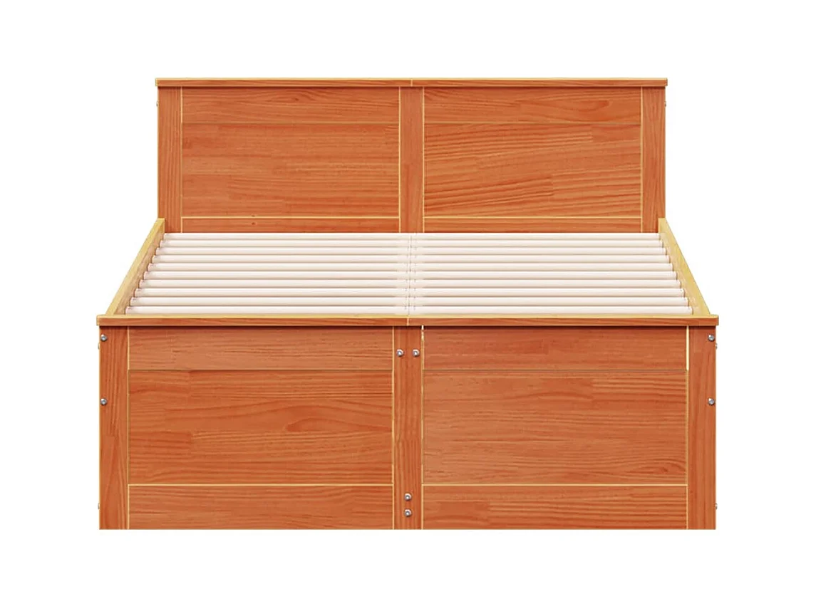 Cadre de lit sans matelas avec tête de lit brun cire 135x190 cm