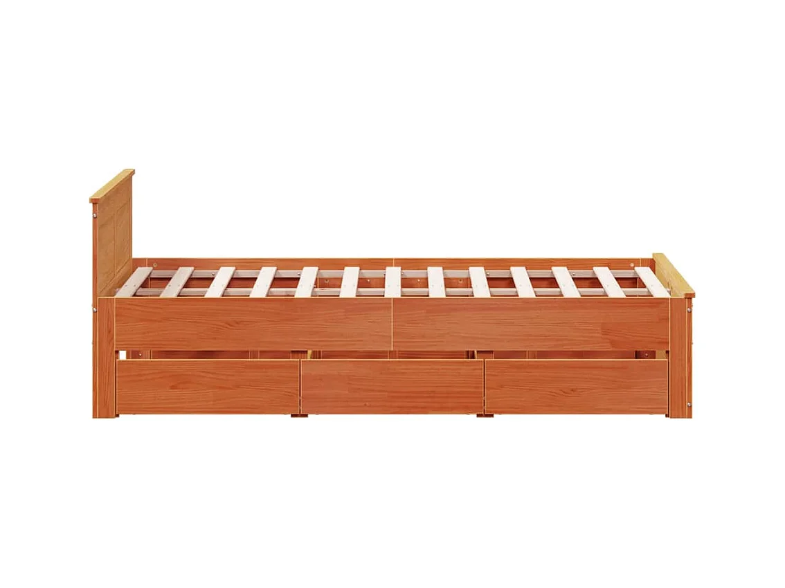 Cadre de lit sans matelas avec tête de lit brun cire 135x190 cm