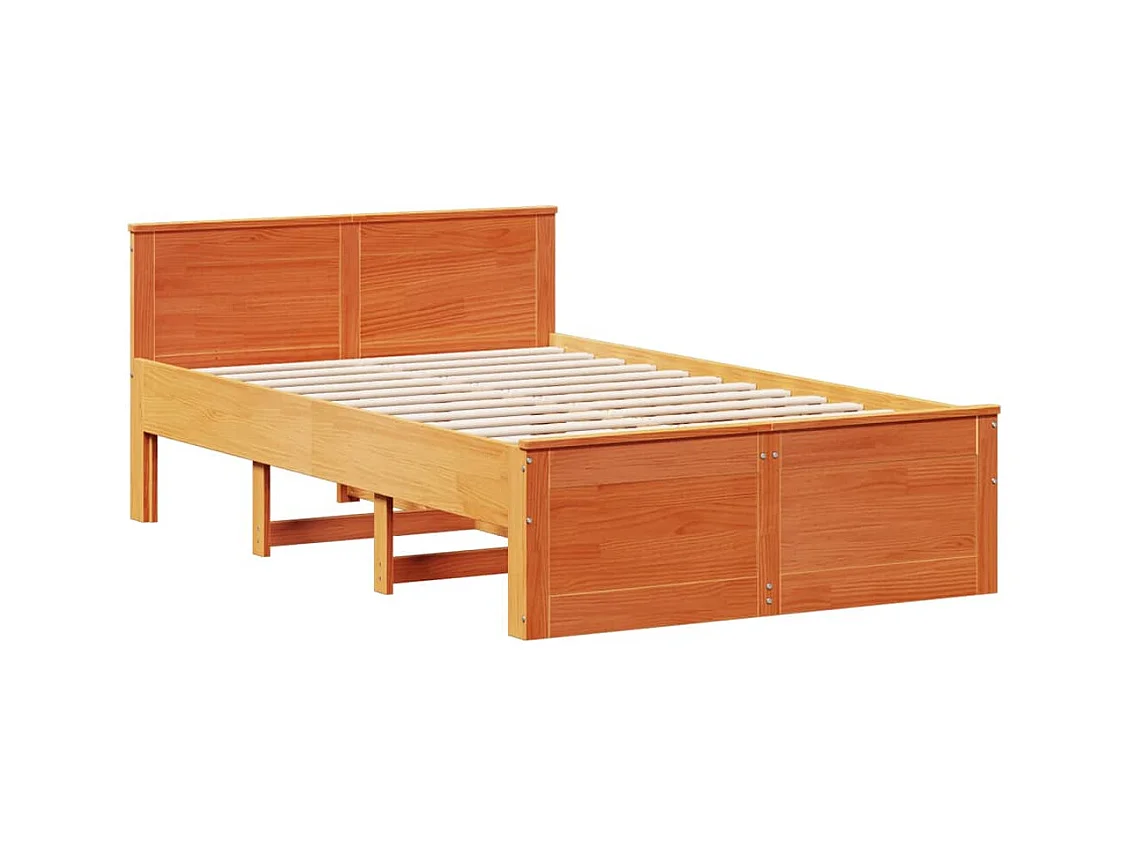 Cadre de lit sans matelas avec tête de lit brun cire 135x190 cm