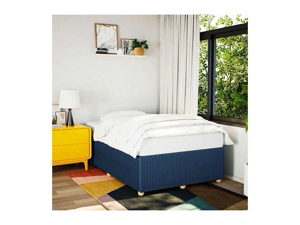 Cadre de lit sans matelas bleu 120x200 cm tissu