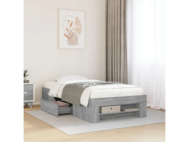 Cadre de lit sans matelas sonoma gris 100x200 cm