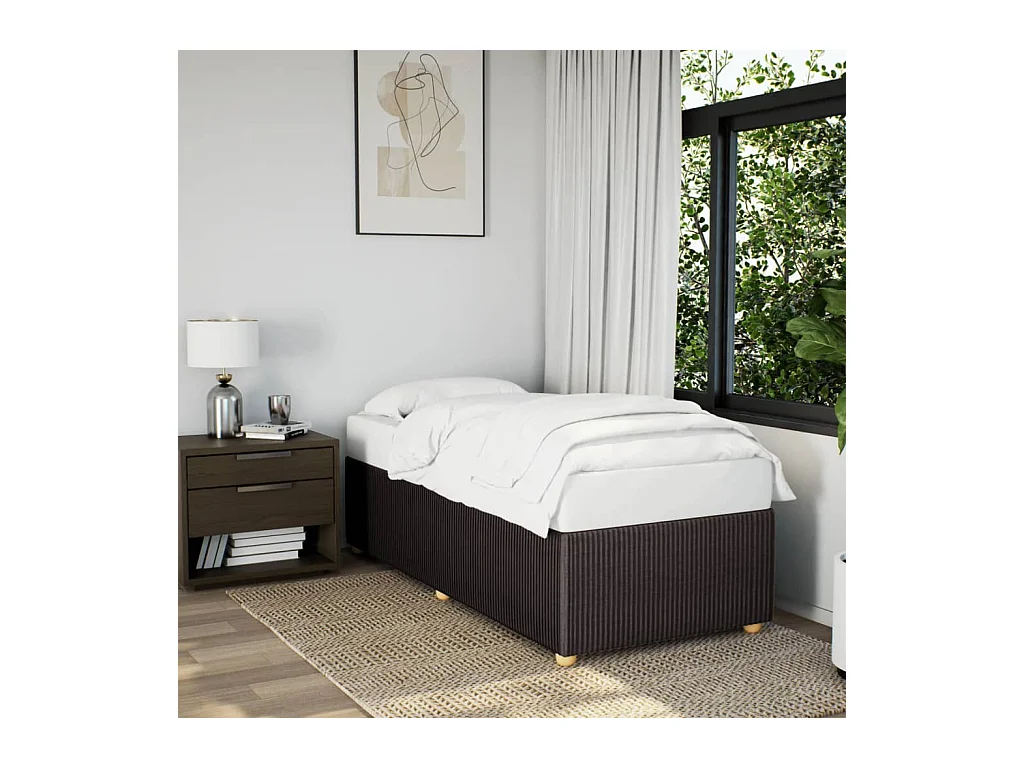 Cadre de lit sans matelas marron foncé 100x200 cm tissu