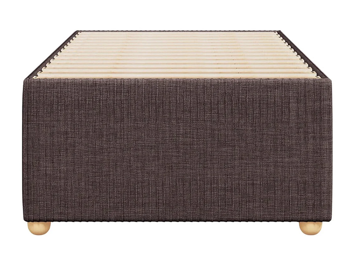 Estrutura de cama sem colchão 100x200 cm tecido castanho-escuro