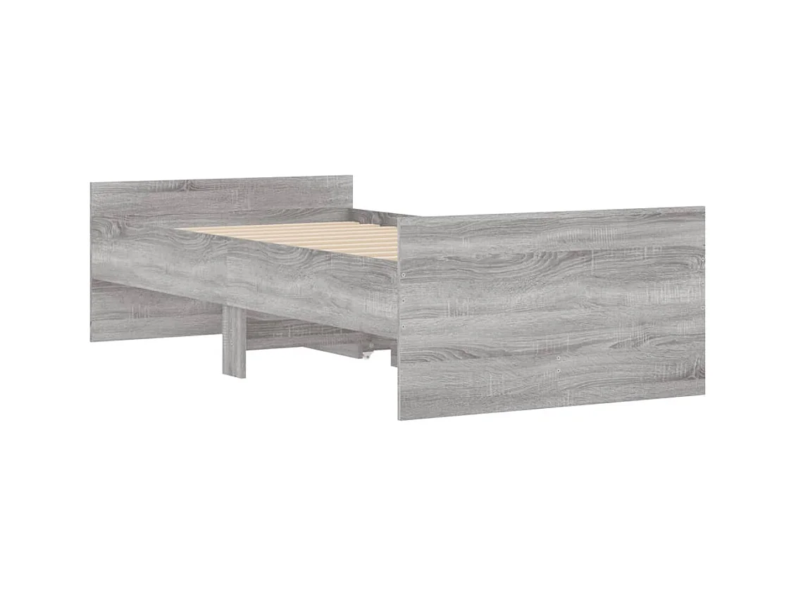 Cadre de lit avec tiroirs sans matelas sonoma gris 90x190 cm