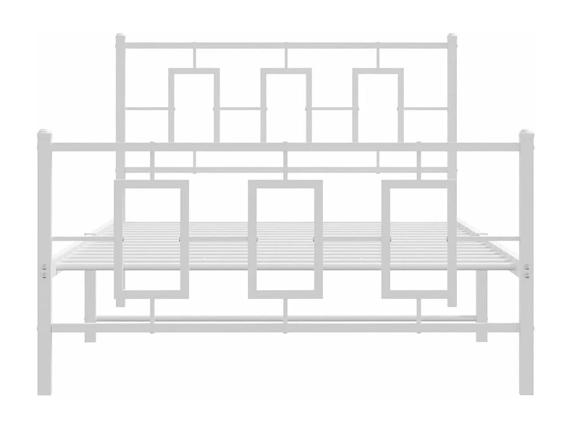 Cadre de lit métal sans matelas et pied de lit blanc 107x203 cm