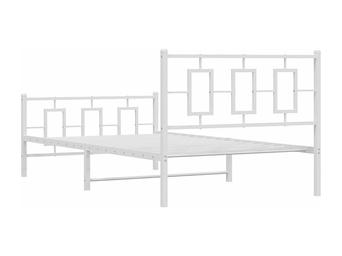 Cadre de lit métal sans matelas et pied de lit blanc 107x203 cm