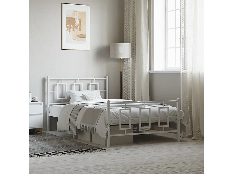 Giroletto con Testiera e Pediera Metallo Bianco 107x203 cm